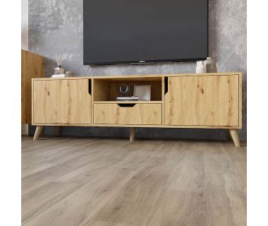 Тумба під телевізор із ніжками у кольорі Горіх світлий М-ЗОН Борн 1600 Дуб Артизан (MZN-031085)