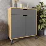 Комод в гостиную с черными ножками М-ЗОН Борн 750 Дуб Артизан/Антрацит (MZN-031049)