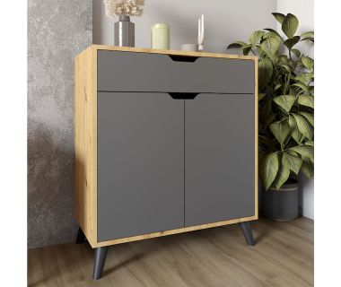 Комод у вітальню із чорними ніжками М-ЗОН Борн 750 Дуб Артизан/Антрацит (MZN-031049)