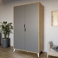 Шафа дводверна з білими ніжками М-ЗОН Борн 1200 Дуб Артизан/Антрацит (MZN-031053)