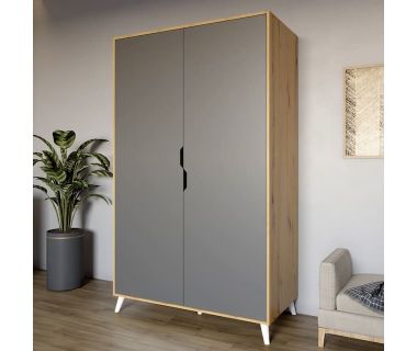 Шафа дводверна з білими ніжками М-ЗОН Борн 1200 Дуб Артизан/Антрацит (MZN-031053)