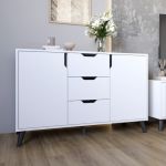 Комод у вітальню із чорними ніжками М-ЗОН Борн 1200 Німфея Альба (білий) (MZN-031096)