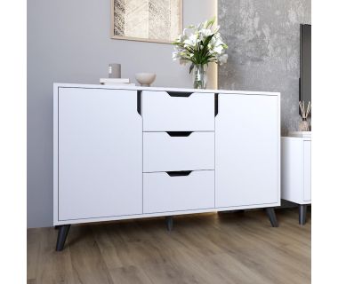 Комод у вітальню із чорними ніжками М-ЗОН Борн 1200 Німфея Альба (білий) (MZN-031096)