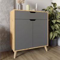 Комод у вітальню з ніжками у кольорі Горіх світлий М-ЗОН Борн 750 Дуб Артизан/Антрацит (MZN-031045)