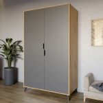 Шкаф двухдверный с черными ножками М-ЗОН Борн 1200 Дуб Артизан/Антрацит (MZN-031061)