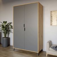 Шкаф двухдверный с черными ножками М-ЗОН Борн 1200 Дуб Артизан/Антрацит (MZN-031061)