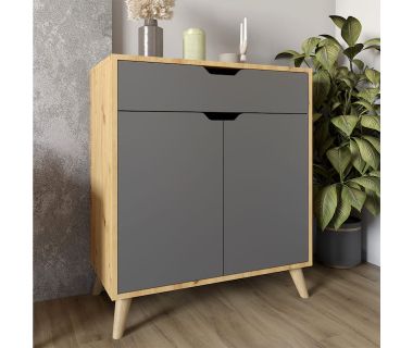 Комод у вітальню з ніжками у кольорі Горіх світлий М-ЗОН Борн 750 Дуб Артизан/Антрацит (MZN-031045)