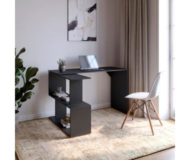 Cтіл комп'ютерний поворотний з полицями М-ЗОН Джеко 1200 Антрацит (MZN-031033)