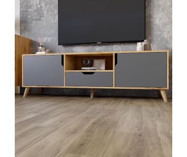 Тумба під телевізор із ніжками у кольорі Горіх світлий М-ЗОН Борн 1600 Дуб артизан/Антрацит (MZN-031078)