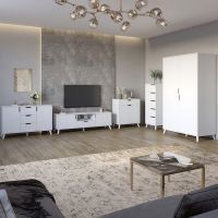 Комплект меблів для вітальні 5 предметів з білими ніжками М-ЗОН Борн Німфея Альба (білий) (MZN-031067)