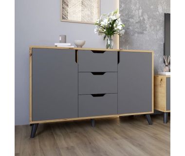 Комод у вітальню із чорними ніжками М-ЗОН Борн 1200 Дуб артизан/Антрацит (MZN-031088)