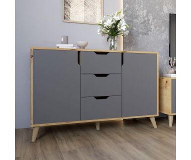 Комод у вітальню з ніжками у кольорі Горіх світлий М-ЗОН Борн 1200 Дуб артизан/Антрацит (MZN-031089)