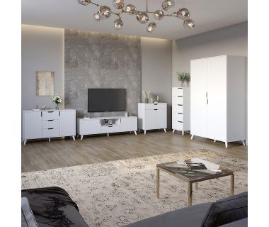 Комплект меблів для вітальні 5 предметів з білими ніжками М-ЗОН Борн Німфея Альба (білий) (MZN-031067)