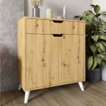 Комод в гостиную с белыми ножками М-ЗОН Борн 750 Дуб Артизан (MZN-031040)