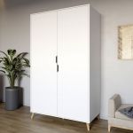 Шкаф двухдверный с ножками цвета светлый орех М-ЗОН Борн 1200 Нимфея Альба (белый) (MZN-031059)