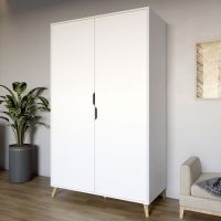 Шафа дводверна з ніжками кольору світлий горіх М-ЗОН Борн 1200 Німфея Альба (білий) (MZN-031059)