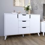 Комод у вітальню з білими ніжками М-ЗОН Борн 1200 Німфея Альба (білий) (MZN-031098)