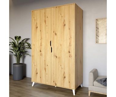 Шафа дводверна з білими ніжками М-ЗОН Борн 1200 Дуб Артізан (MZN-031052)