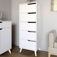 Комод високий із білими ніжками 5 ящиків М-ЗОН Борн 500 Німфея Альба (білий) (MZN-031109)