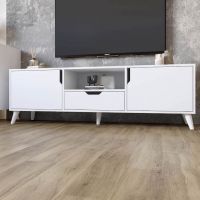 Тумба під телевізор із білими ніжками М-ЗОН Борн 1600 Німфея Альба (білий) (MZN-031099)