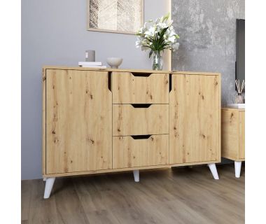 Комод у вітальню з білими ніжками М-ЗОН Борн 1200 Дуб артизан (MZN-031092)