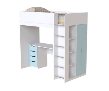 Кровать-чердак детская Binky ДЮС33 Art In Head аляска и голубая лагуна (МДФ) (110212702)