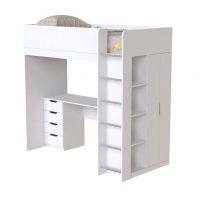 Кровать-чердак детская Binky ДЮС33 Art In Head аляска и белый супермат (МДФ) 