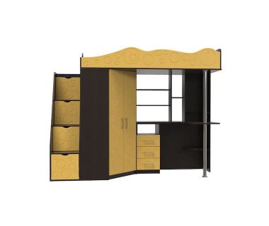 Кровать-чердак детская Binky ДС37А Art In Head венге и охра желтая (МДФ) (110212530) Кровать-чердак детская Binky ДС37А Art In Head венге и охра желтая (МДФ) (110212530)