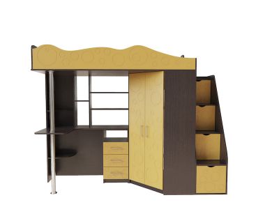 Ліжко-горище дитяче Binky ДС37А ЛП Art In Head венге та охра жовта (МДФ) (110213530)