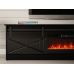 GRANERO CAMA MEBLE Тумба ТВ чорний/чорний глянець з чорним електрокаміном