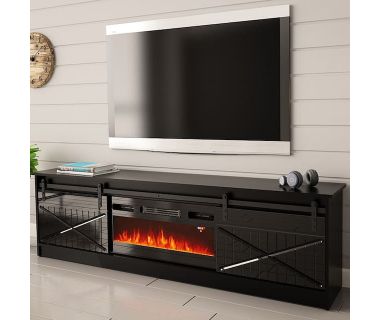 GRANERO CAMA MEBLE Тумба ТВ черный/черный глянец с черным электрокамином GRANERO CAMA MEBLE Тумба ТВ черный/черный глянец с черным электрокамином