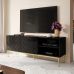ABETO 150 CAMA MEBLE Тумба ТВ черный/черный глянец/золотые металлические ножки