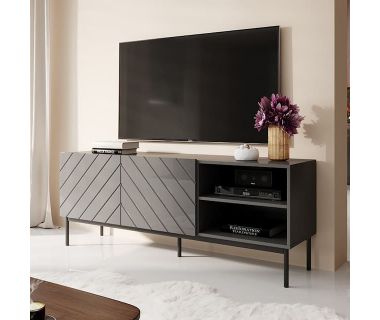 ABETO 150 CAMA MEBLE Тумба ТВ графит/графит глянец/черные металлические ножки ABETO 150 CAMA MEBLE Тумба ТВ графит/графит глянец/черные металлические ножки