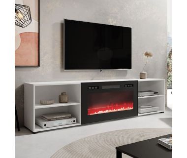 POLO 200 EF CAMA MEBLE Тумба ТВ белый с черным электрокамином POLO 200 EF CAMA MEBLE Тумба ТВ белый с черным электрокамином