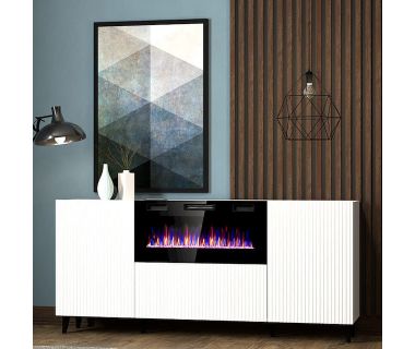 PAFOS 180 EF CAMA MEBLE Комод белый/черный камин/черные ножки PAFOS 180 EF CAMA MEBLE Комод белый/черный камин/черные ножки