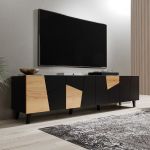 ETNA 200 4D CAMA MEBLE Тумба ТВ чорний / дуб крафт