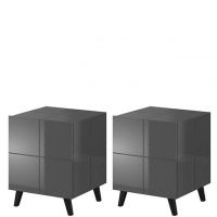 REJA CAMA MEBLE Тумба нічна (2 шт.) графіт глянець