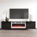 LUXE EF CAMA MEBLE Тумба ТВ навісна чорний / чорний глянець з білим електрокаміном