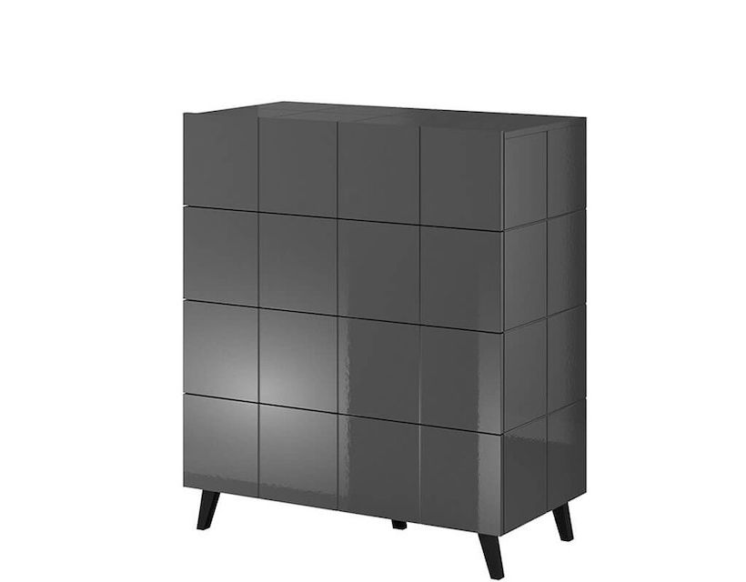 REJA CAMA MEBLE Комод 4S глянцевый графит