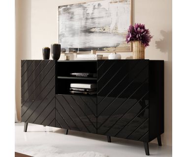 ABETO CAMA MEBLE Комод черный/черный глянец