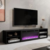 POLO 180 EF CAMA MEBLE Тумба ТВ чорний з чорним електрокаміном