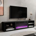 POLO 180 EF CAMA MEBLE Тумба ТВ чорний з чорним електрокаміном