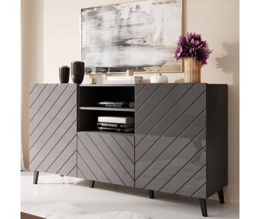 ABETO CAMA MEBLE Комод графит/графит глянец