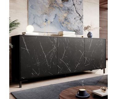MARMO 200 3D CAMA MEBLE Комод черный/черный мрамор