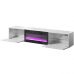 SLIDE K 200 CAMA MEBLE Тумба ТВ білий/білий глянець/чорні ніжки з чорним електрокаміном