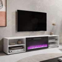 POLO 180 EF CAMA MEBLE Тумба ТВ білий з чорним електрокаміном