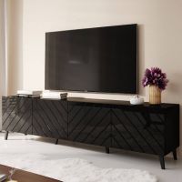 ABETO 200 CAMA MEBLE Тумба ТВ чорний/чорний глянець