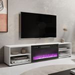 POLO 180 EF CAMA MEBLE Тумба ТВ білий з чорним електрокаміном