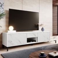 MARMO 2D1S1K CAMA MEBLE Тумба ТВ белый/белый мрамор