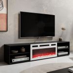 POLO 180 EF CAMA MEBLE Тумба ТВ чорний з білим електрокаміном